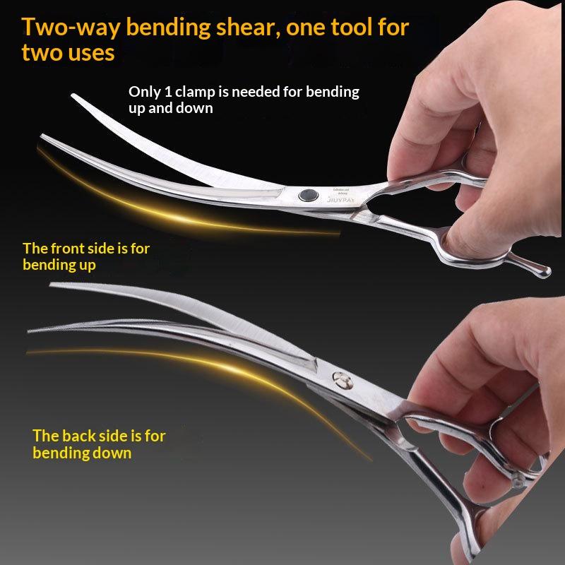 Grooming Scissors - 1 Adet Profesyonel Tıraş Makası, Kavisli