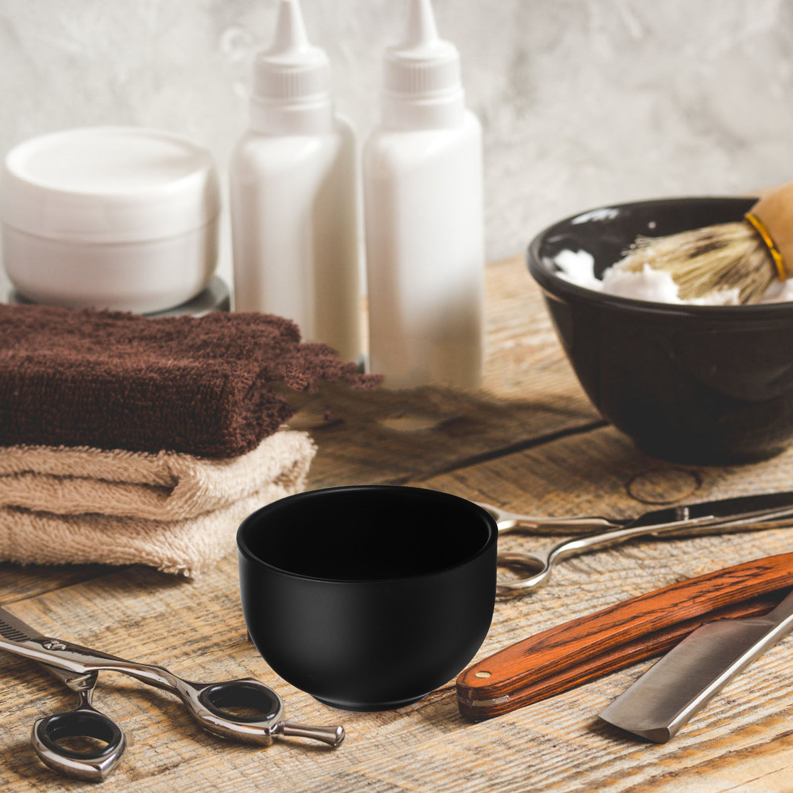 Shaving Cream - Paslanmaz Çelik Tıraş Kabı, Siyah, Çift