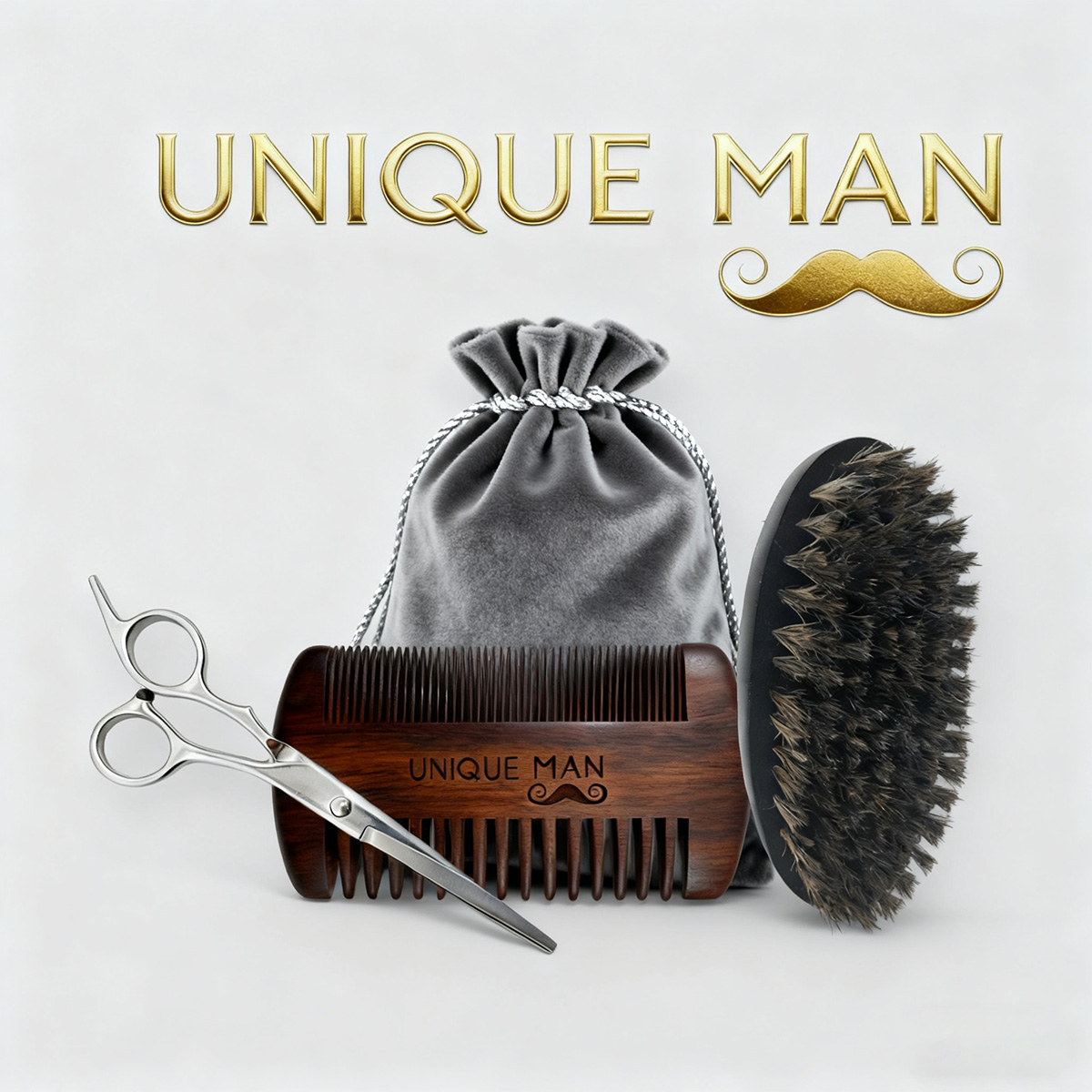 Grooming Kit - UNIQUE MAN Erkek Sakal Seti, Siyah