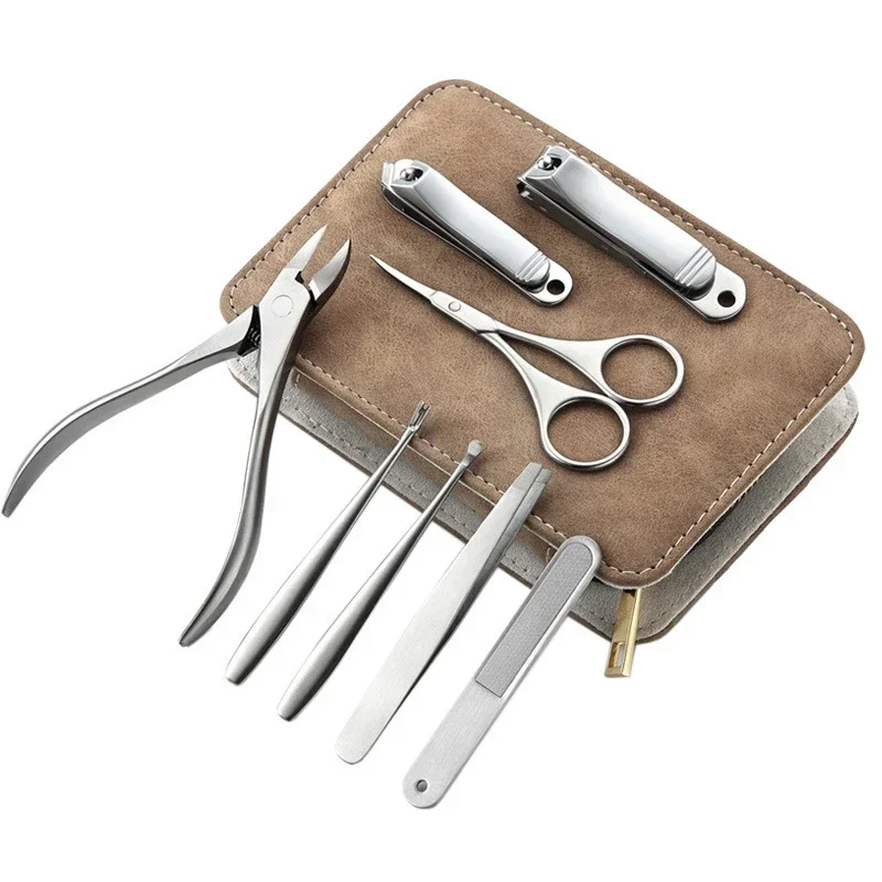 Mens Grooming Travel Kit - 8/12 adet Profesyonel Manikür Seti Paslanmaz